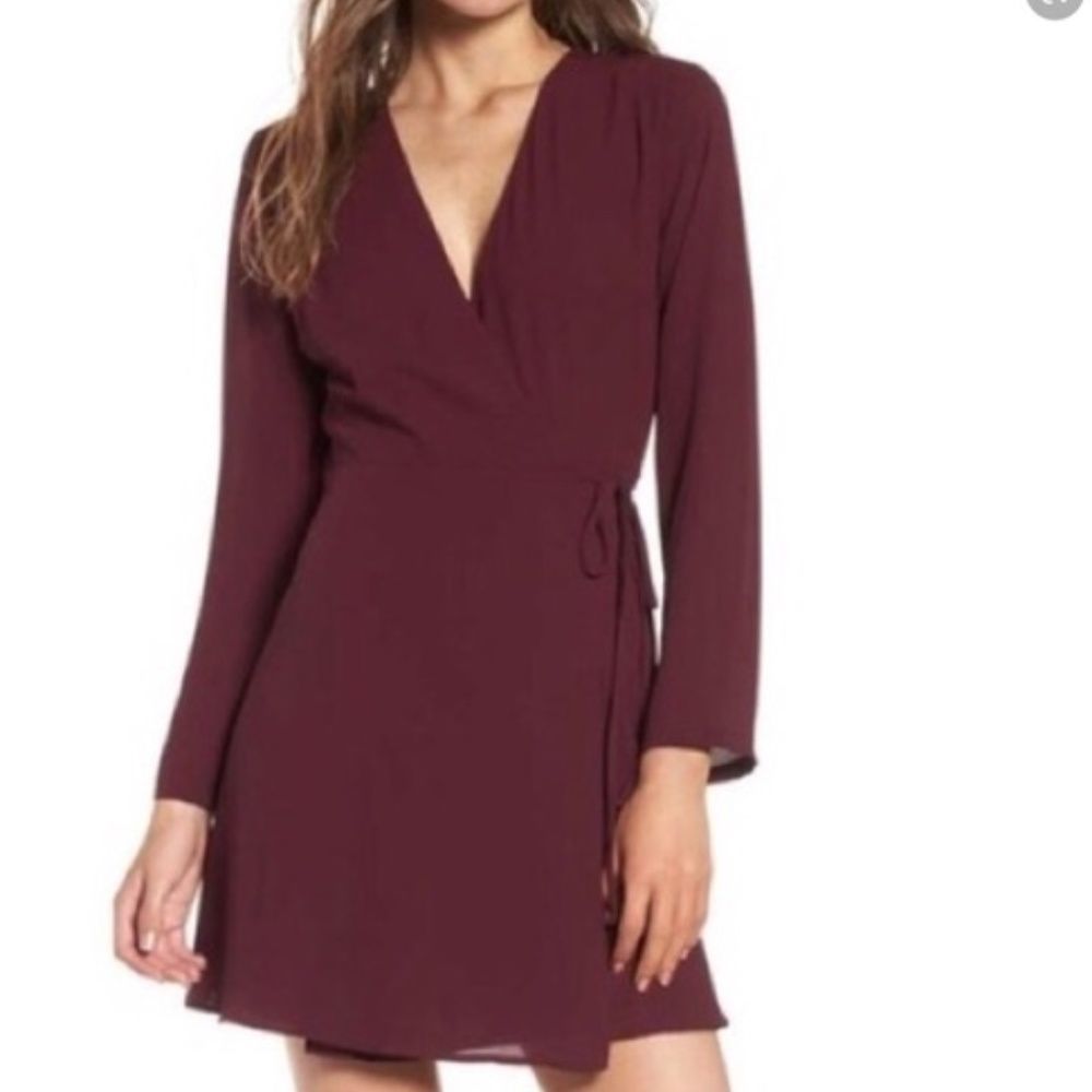 Lush Elly Wrap Dress Size S Burgundy Berry Wine